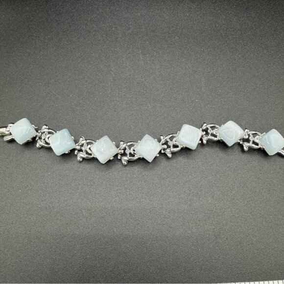 Coro Jewelry - Vintage 1950s Coro Thermoset in Icy Blue Chunky Link Bracelet 7.5in